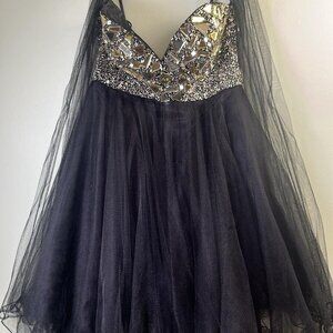 Night Moves Spaghetti Strap Mirrored Bodice Whimsy Goth NYE Cocktail Dress